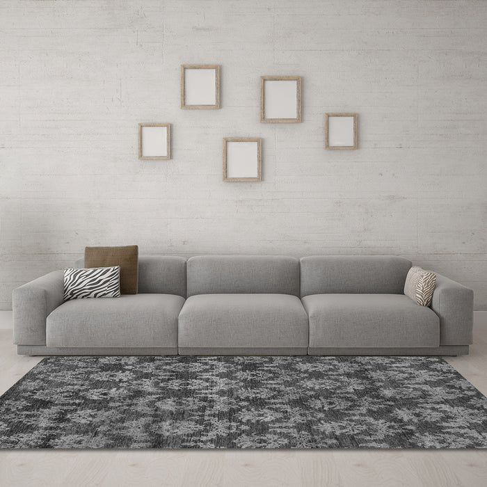 Machine Washable Abstract Gray Modern Rug in a Living Room,, wshabs258gry
