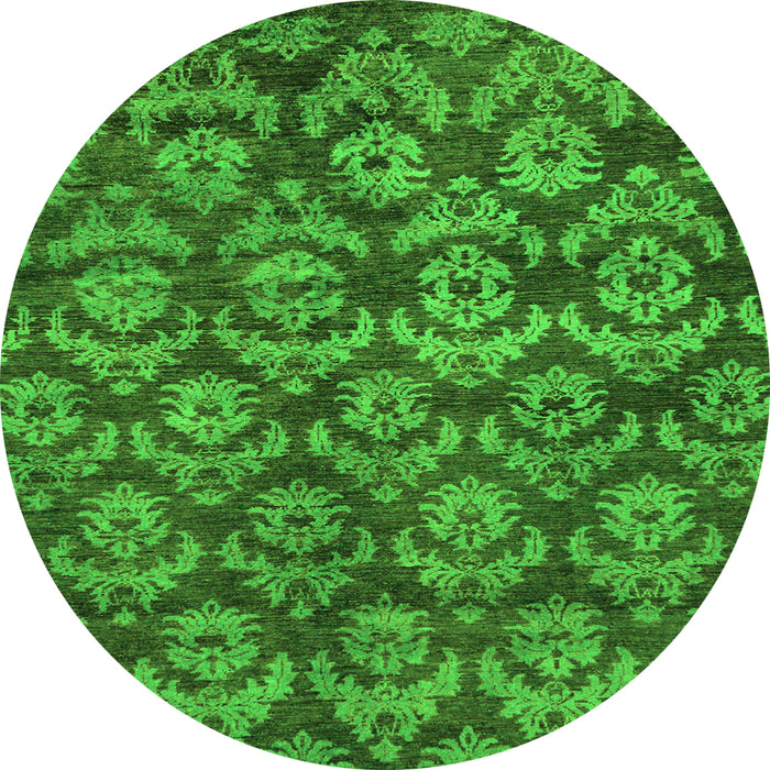 Round Abstract Green Modern Rug, abs258grn