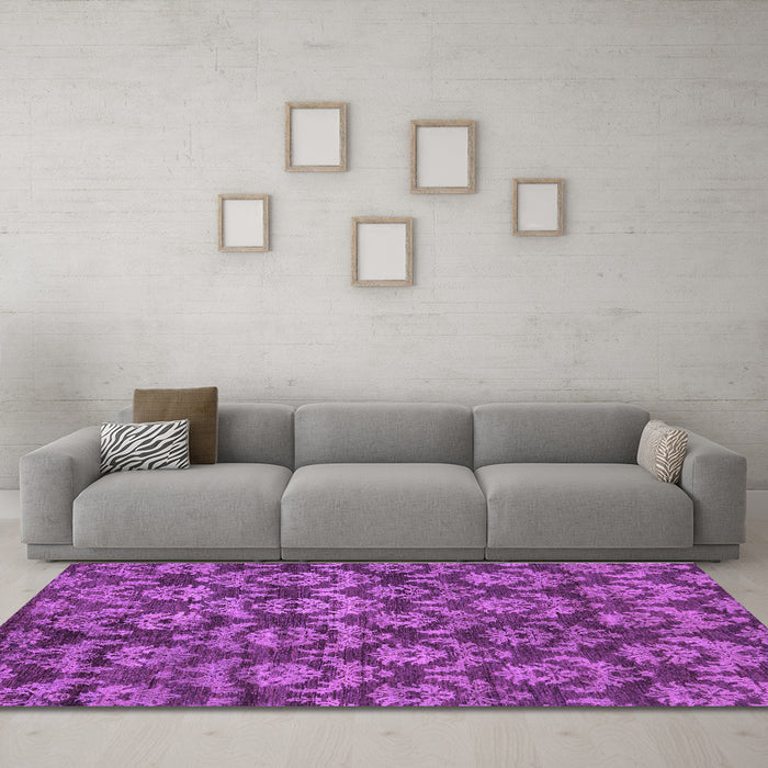 Machine Washable Abstract Purple Modern Area Rugs in a Living Room, wshabs258pur