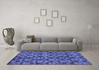 Machine Washable Abstract Blue Modern Rug, wshabs258blu