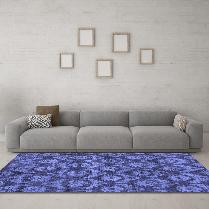 Machine Washable Abstract Blue Modern Rug in a Living Room, wshabs258blu