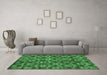 Machine Washable Abstract Emerald Green Modern Area Rugs in a Living Room,, wshabs258emgrn