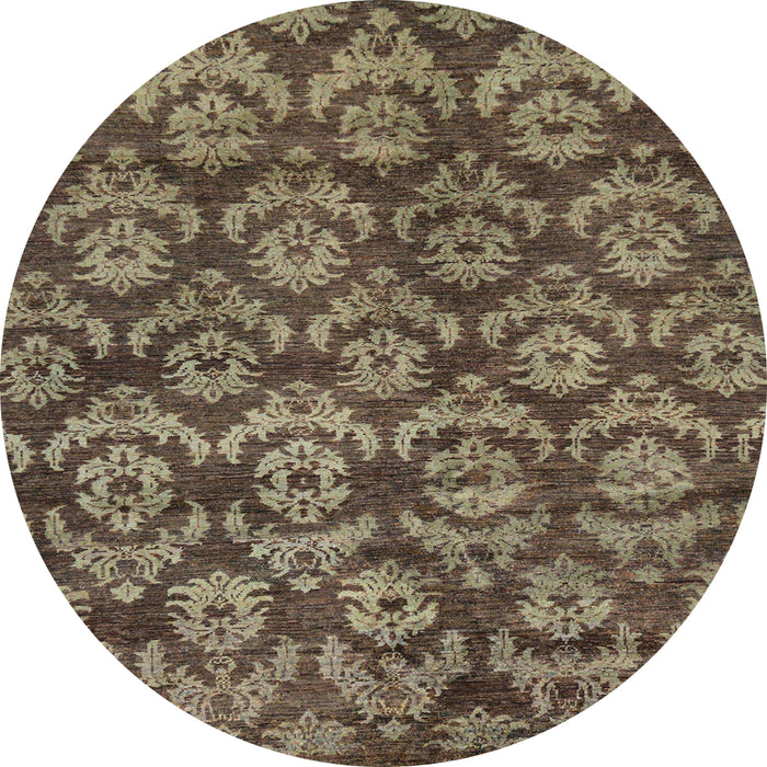 Round Abstract Dark Brown Modern Rug, abs258