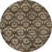 Round Abstract Dark Brown Modern Rug, abs258