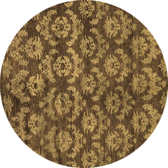 Round Machine Washable Abstract Brown Modern Rug, wshabs258brn
