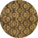 Round Machine Washable Abstract Brown Modern Rug, wshabs258brn