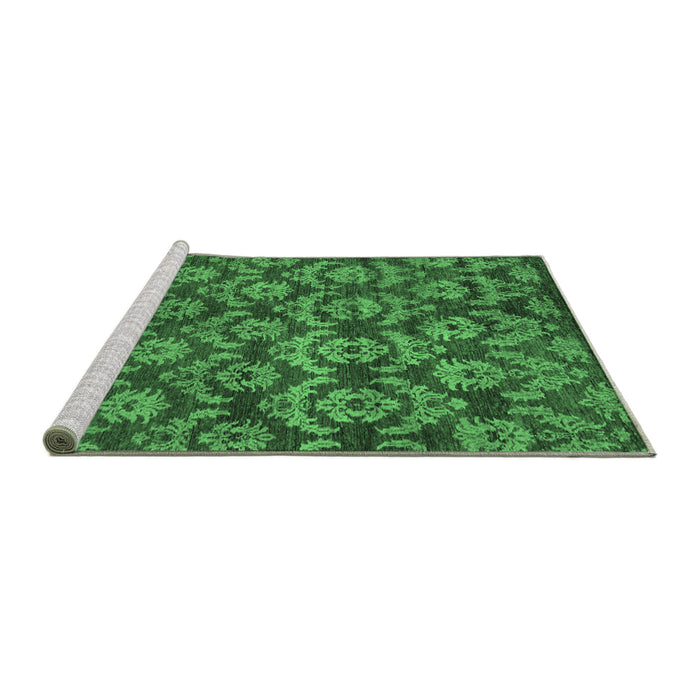 Sideview of Machine Washable Abstract Emerald Green Modern Area Rugs, wshabs258emgrn