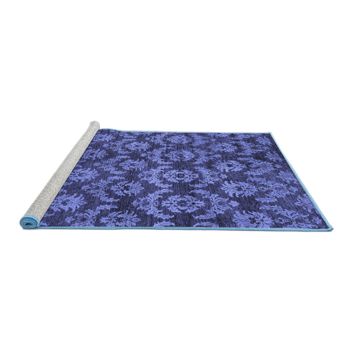 Sideview of Machine Washable Abstract Blue Modern Rug, wshabs258blu