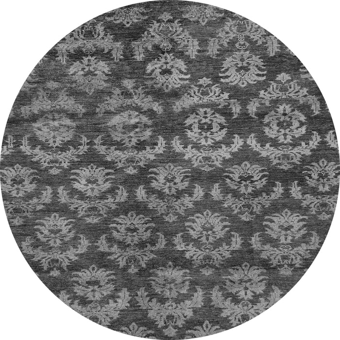Round Machine Washable Abstract Gray Modern Rug, wshabs258gry