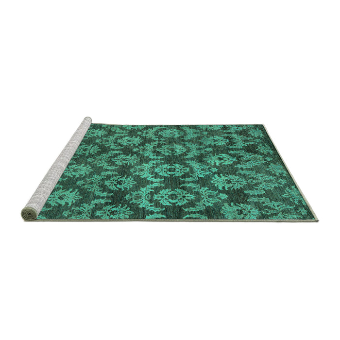 Sideview of Machine Washable Abstract Turquoise Modern Area Rugs, wshabs258turq