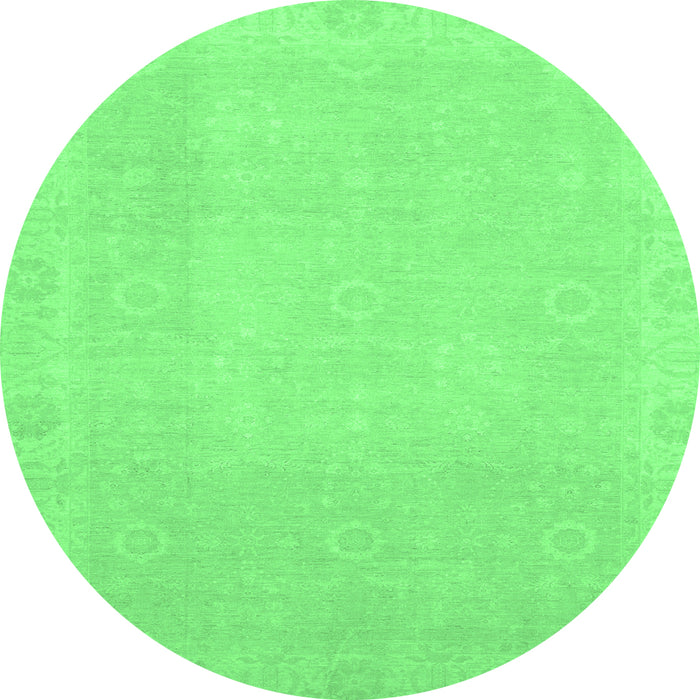 Round Abstract Emerald Green Modern Rug, abs2590emgrn