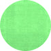 Round Abstract Emerald Green Modern Rug, abs2590emgrn