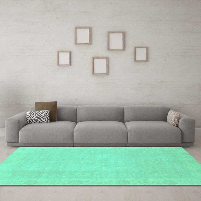 Machine Washable Abstract Turquoise Modern Area Rugs in a Living Room,, wshabs2590turq