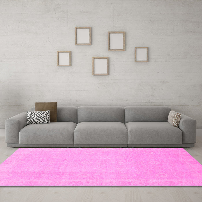 Machine Washable Abstract Pink Modern Rug in a Living Room, wshabs2590pnk