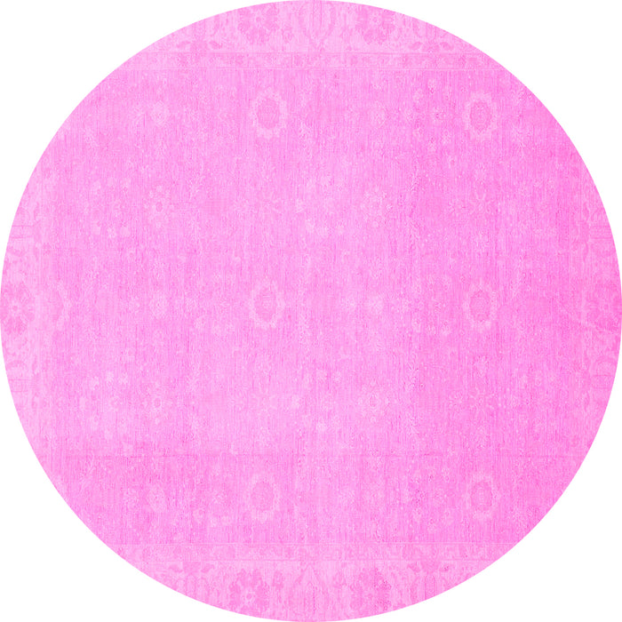 Round Machine Washable Abstract Pink Modern Rug, wshabs2590pnk