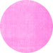 Round Machine Washable Abstract Pink Modern Rug, wshabs2590pnk