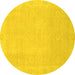 Round Machine Washable Abstract Yellow Modern Rug, wshabs2590yw