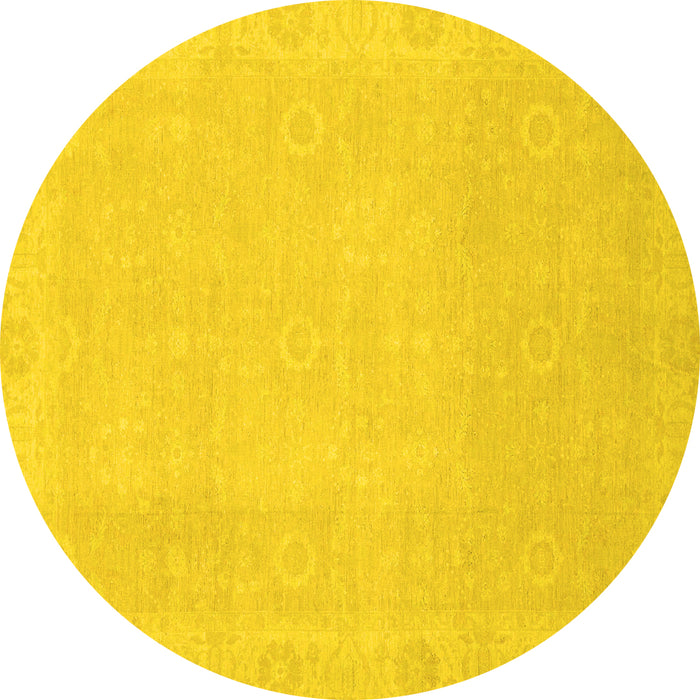 Round Abstract Yellow Modern Rug, abs2590yw
