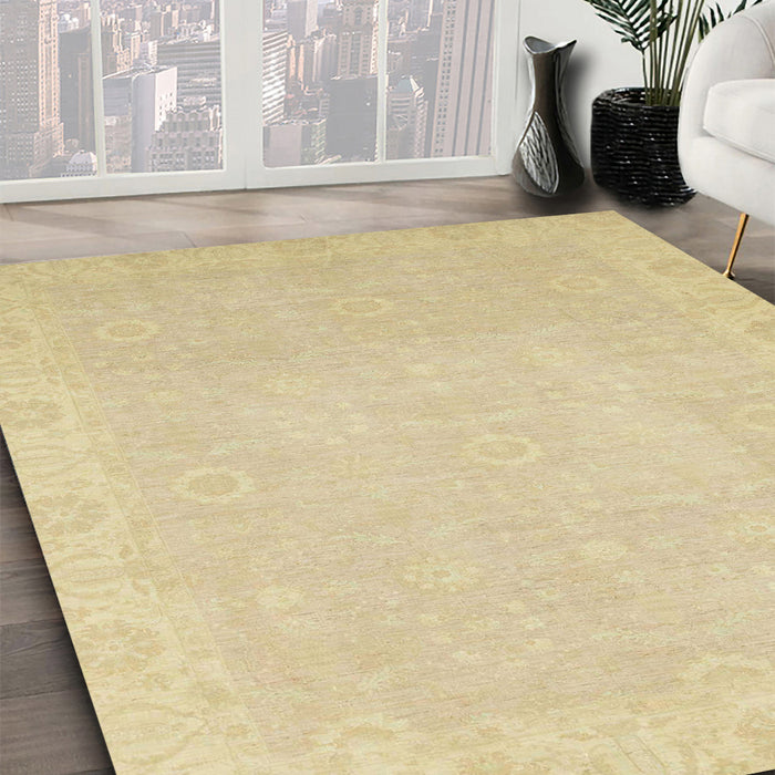 Abstract Brown Gold Modern Rug in Family Room, abs2590