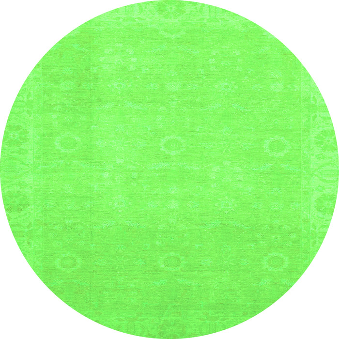Round Machine Washable Abstract Green Modern Area Rugs, wshabs2590grn