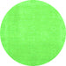 Round Machine Washable Abstract Green Modern Area Rugs, wshabs2590grn