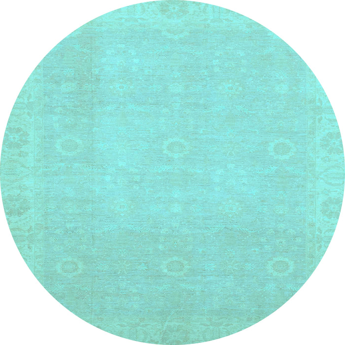 Round Abstract Light Blue Modern Rug, abs2590lblu