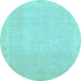 Round Abstract Light Blue Modern Rug, abs2590lblu