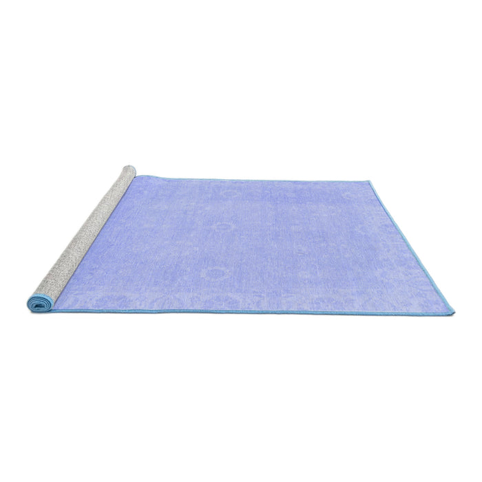 Sideview of Machine Washable Abstract Blue Modern Rug, wshabs2590blu