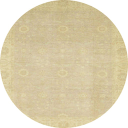 Round Abstract Brown Gold Modern Rug, abs2590