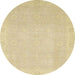 Round Abstract Brown Gold Modern Rug, abs2590