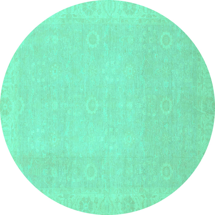 Round Abstract Turquoise Modern Rug, abs2590turq