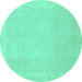 Round Abstract Turquoise Modern Rug, abs2590turq