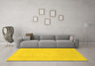 Machine Washable Abstract Yellow Modern Rug in a Living Room, wshabs2590yw