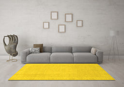 Machine Washable Abstract Yellow Modern Rug in a Living Room, wshabs2590yw