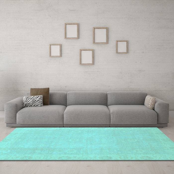 Machine Washable Abstract Light Blue Modern Rug in a Living Room, wshabs2590lblu