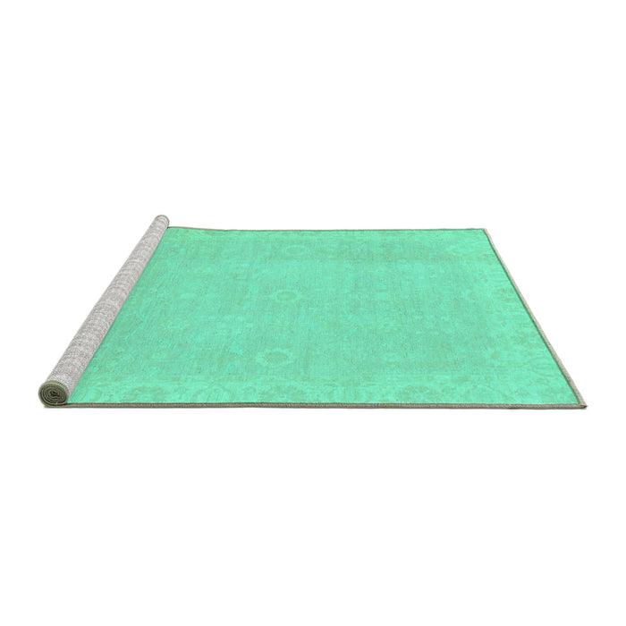 Sideview of Machine Washable Abstract Turquoise Modern Area Rugs, wshabs2590turq
