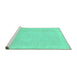 Sideview of Machine Washable Abstract Turquoise Modern Area Rugs, wshabs2590turq