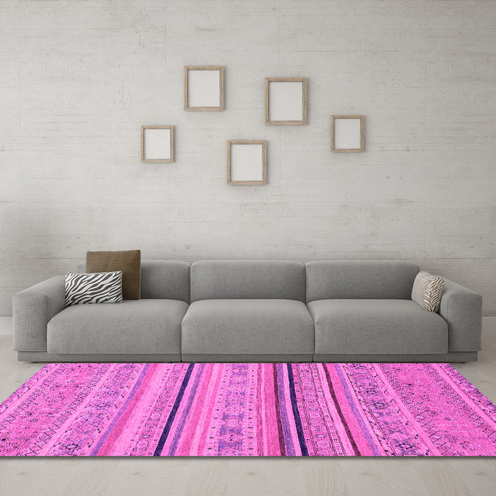 Machine Washable Abstract Pink Modern Rug in a Living Room, wshabs2591pnk
