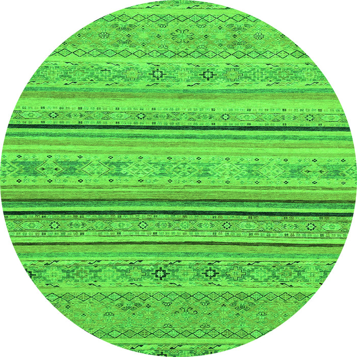 Round Machine Washable Abstract Green Modern Area Rugs, wshabs2591grn