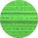 Round Machine Washable Abstract Green Modern Area Rugs, wshabs2591grn