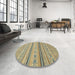 Round Abstract Dark Green Modern Rug in a Office, abs2591