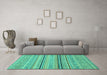 Machine Washable Abstract Turquoise Modern Area Rugs in a Living Room,, wshabs2591turq