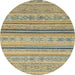 Round Abstract Dark Green Modern Rug, abs2591