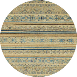 Round Machine Washable Abstract Dark Moccasin Green Rug, wshabs2591