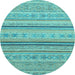 Round Machine Washable Abstract Light Blue Modern Rug, wshabs2591lblu