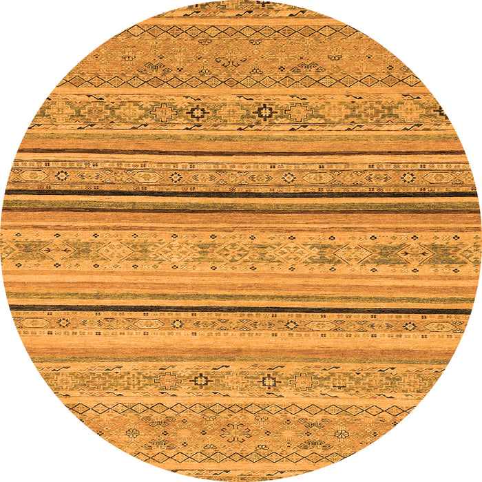 Round Machine Washable Abstract Orange Modern Area Rugs, wshabs2591org