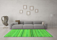 Machine Washable Abstract Green Modern Rug, wshabs2591grn