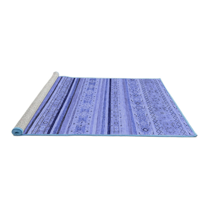 Sideview of Machine Washable Abstract Blue Modern Rug, wshabs2591blu