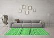 Machine Washable Abstract Emerald Green Modern Area Rugs in a Living Room,, wshabs2591emgrn