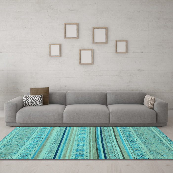 Machine Washable Abstract Light Blue Modern Rug in a Living Room, wshabs2591lblu